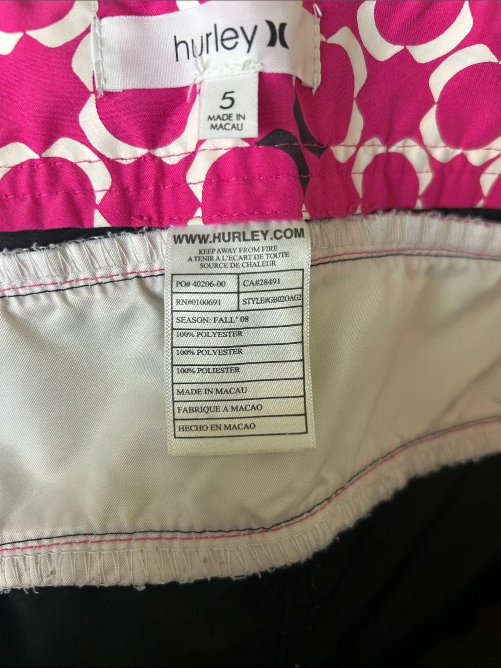 Y2K Hurley Fall 2008 Black with Pink Trim Swim Shorts